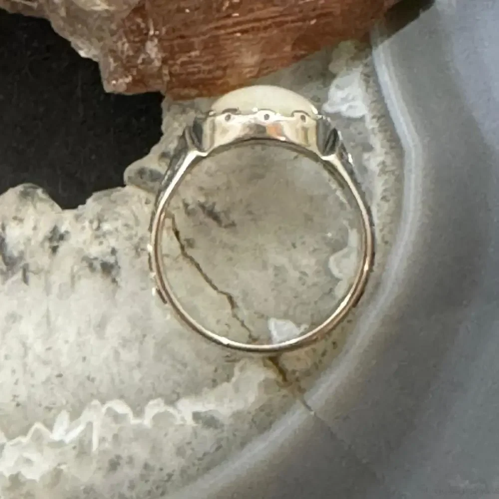 Carolyn Pollack Sterling Oval Mother of Pearl Decorated Shield Ring For Women